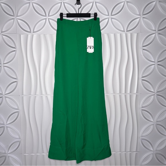 Zara NWT Wide Leg Big Hem Long Pants - Picture 1 of 7